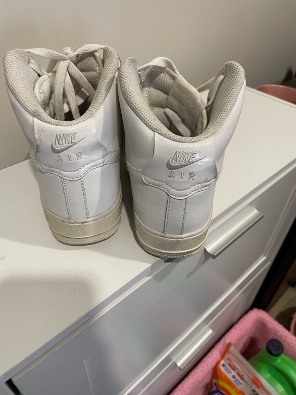 Nike Air - White High-Top Sneakers - Minimal Leather Design 6.5 Y/8 US women’s - Picture 3 of 5